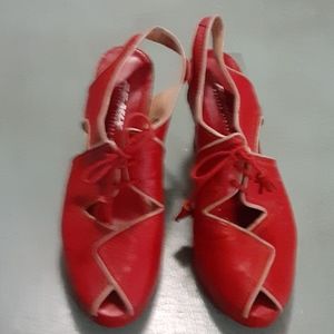 Remix red leather vintage shoe